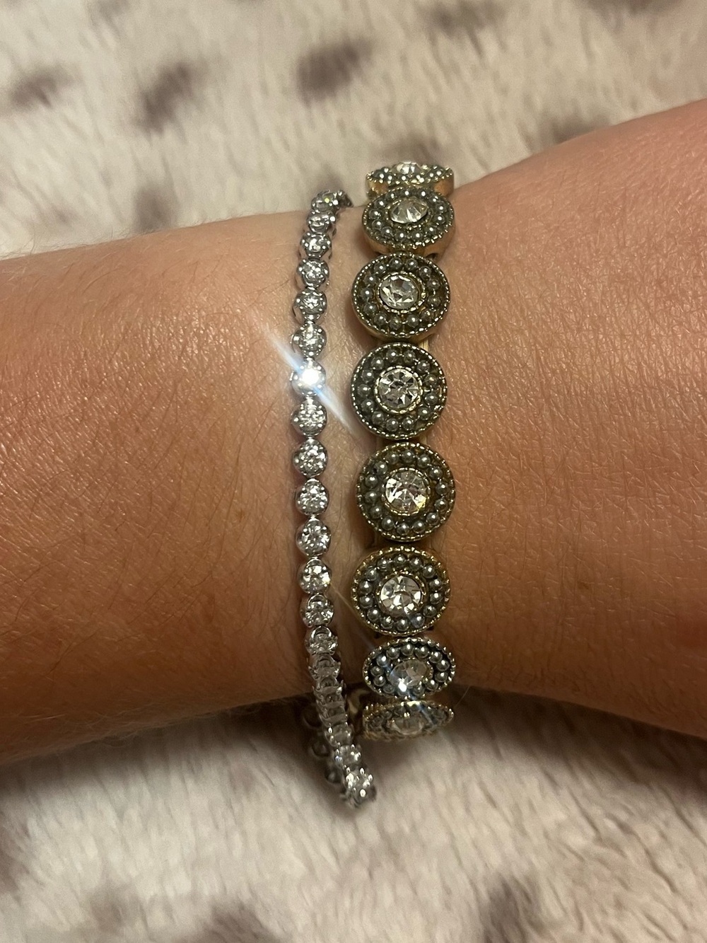 Vintage Rhinestone Sparkly Gold Stretch Bracelet
